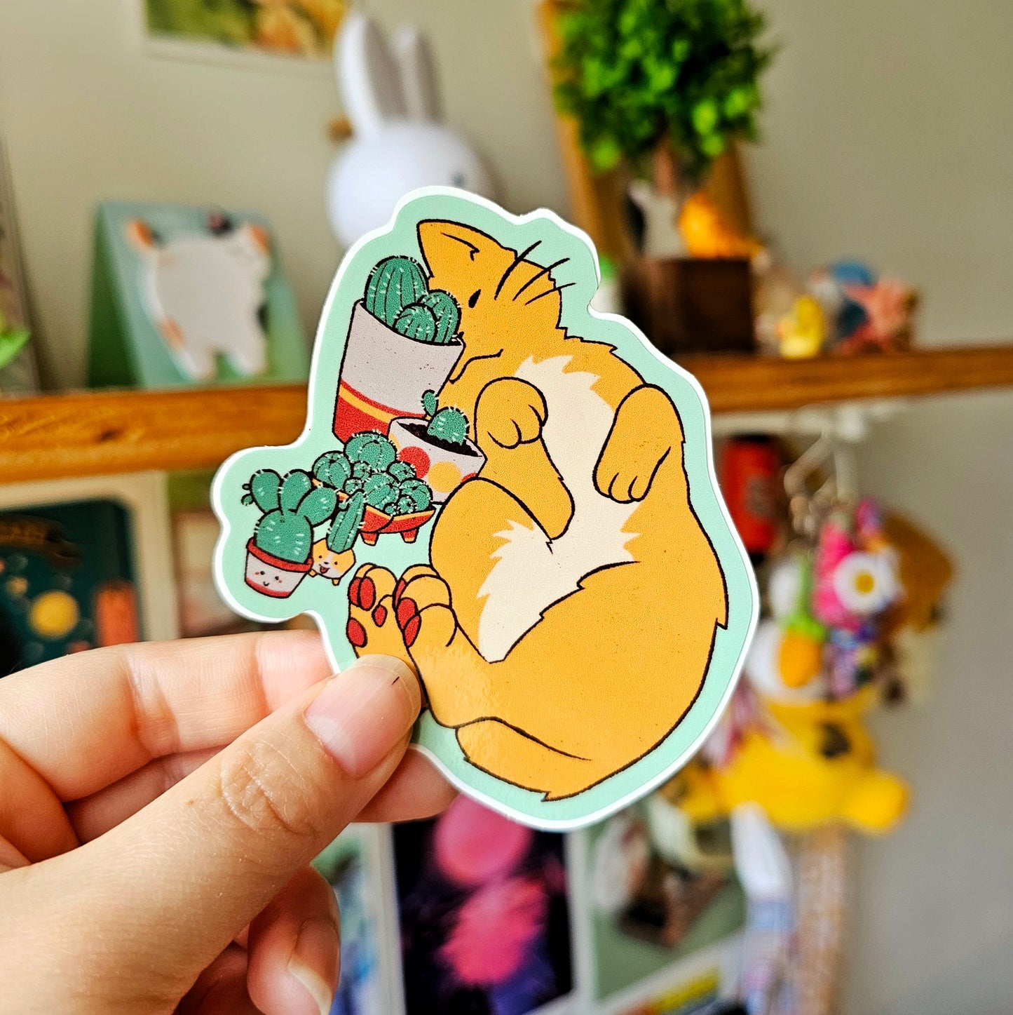Cactus Orange Cat Sticker