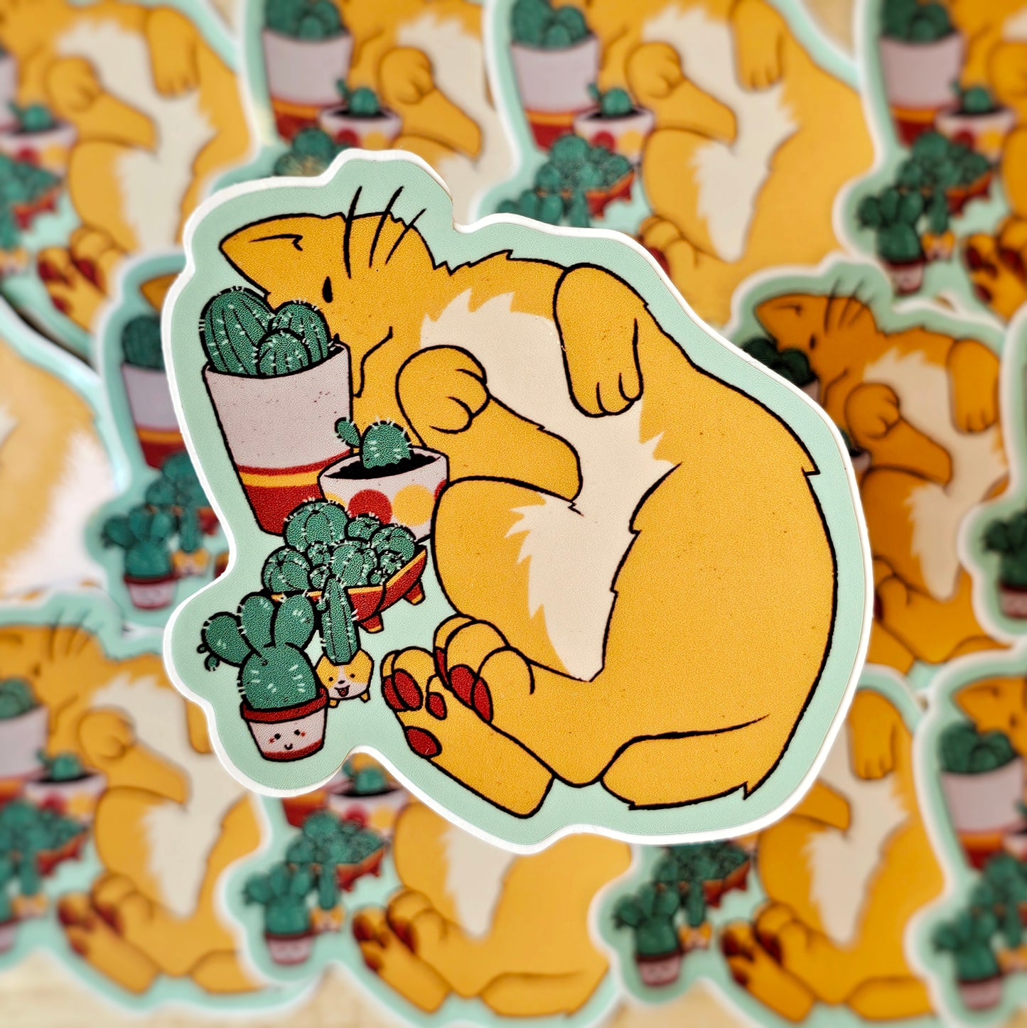 Cactus Orange Cat Sticker