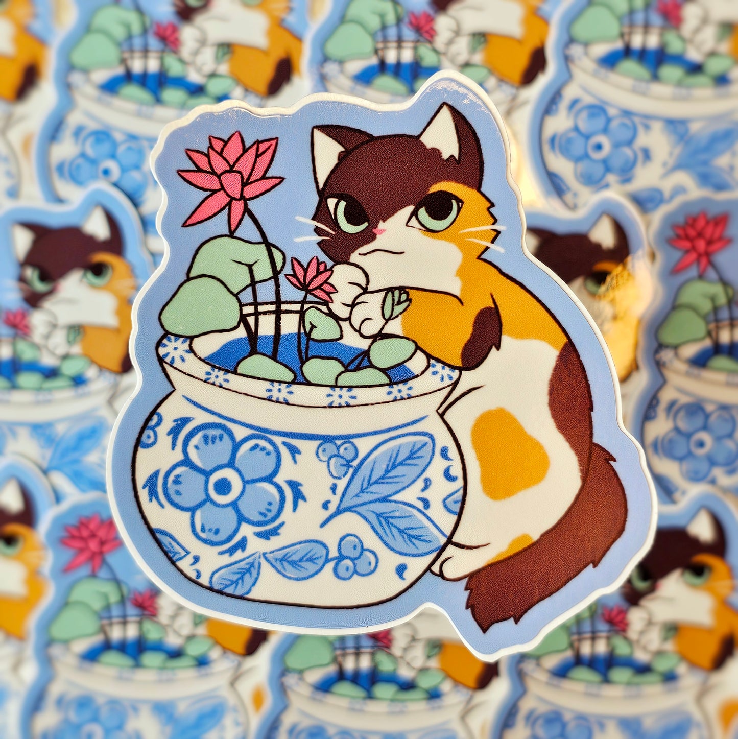 Aquatic Calico Cat Sticker