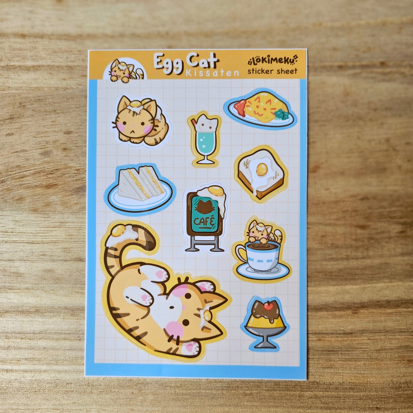 Egg Cat Kissaten Sticker Sheet