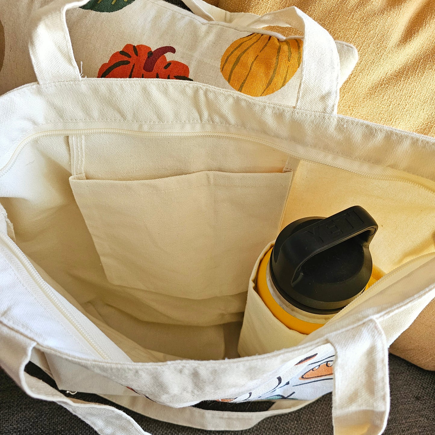 Eggshausted Tote Bag with Bottle Pocket