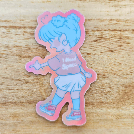 Space Girl Holographic Sticker