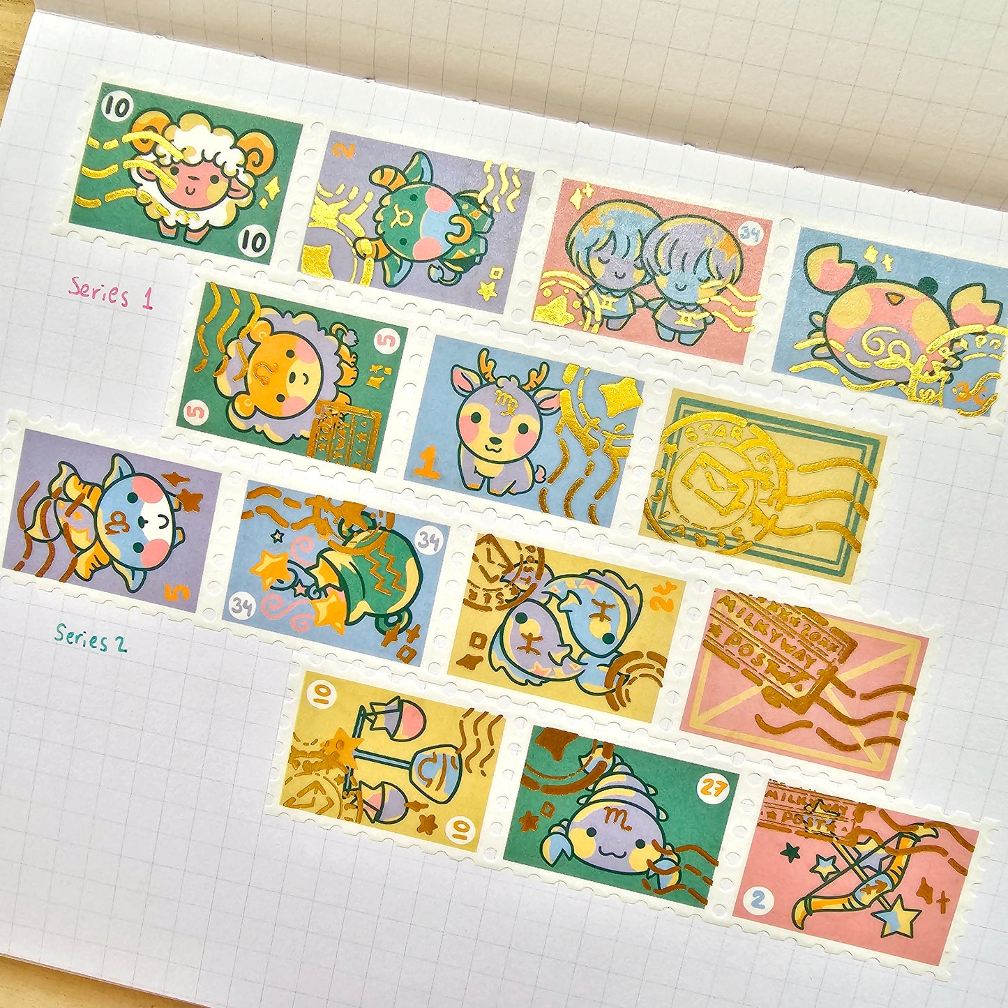 Zodiac Series Gold Stamp Washi Tapes