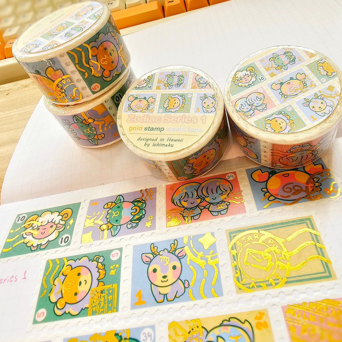 Zodiac Series Gold Stamp Washi Tapes