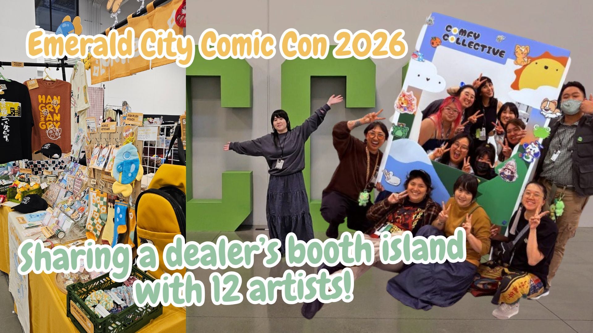 Load video: Emerald City Comic Con 2026. Sharing a dealer's booth island with 12 artists!