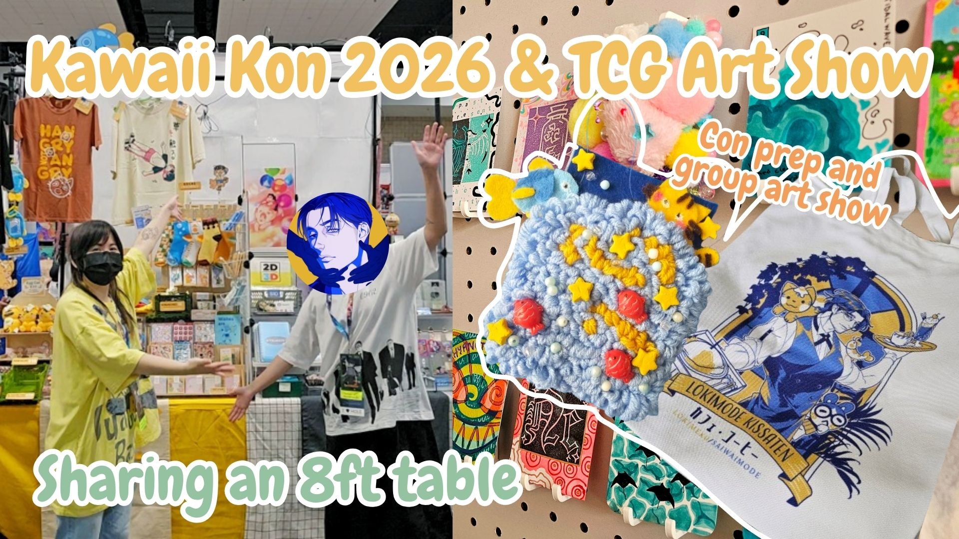 Load video: Kawaii Kon 2026 &amp; TCG Art Show. Con prep and group art show. Sharing an 8ft table.