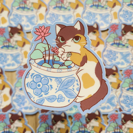 Aquatic Calico Cat Sticker